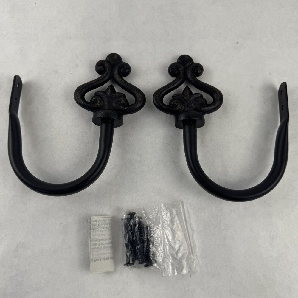 HomeTrends Decorative Harp Holdbacks 2 Sets Of 2 Rustic Bronze Curtain Tiebacks - Picture 3 of 9